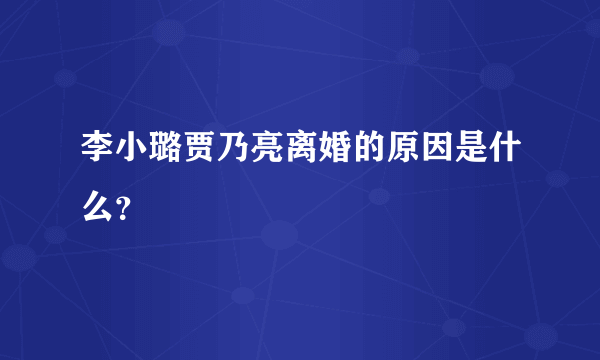 李小璐贾乃亮离婚的原因是什么？