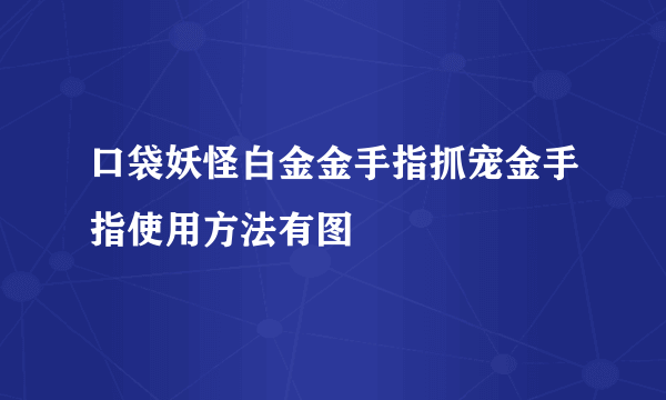 口袋妖怪白金金手指抓宠金手指使用方法有图