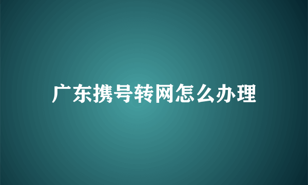 广东携号转网怎么办理