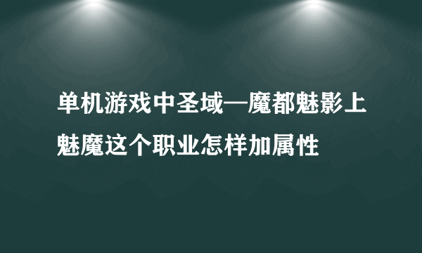 单机游戏中圣域—魔都魅影上魅魔这个职业怎样加属性