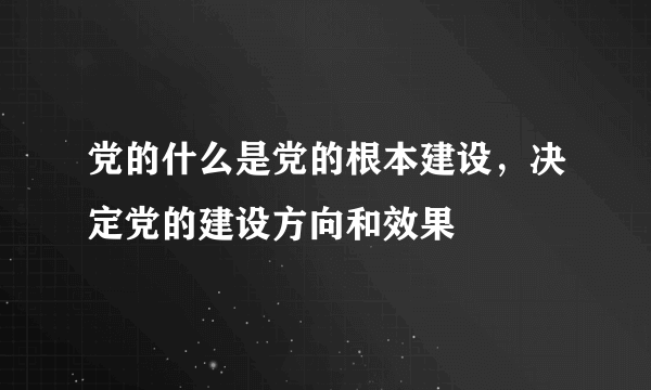 党的什么是党的根本建设，决定党的建设方向和效果