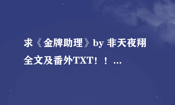 求《金牌助理》by 非天夜翔 全文及番外TXT！！万分感谢！！