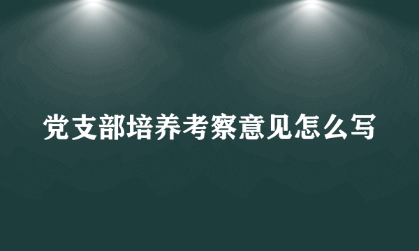 党支部培养考察意见怎么写