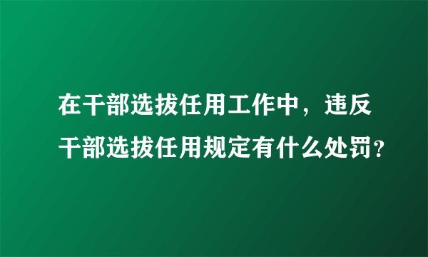 在干部选拔任用工作中，违反干部选拔任用规定有什么处罚？