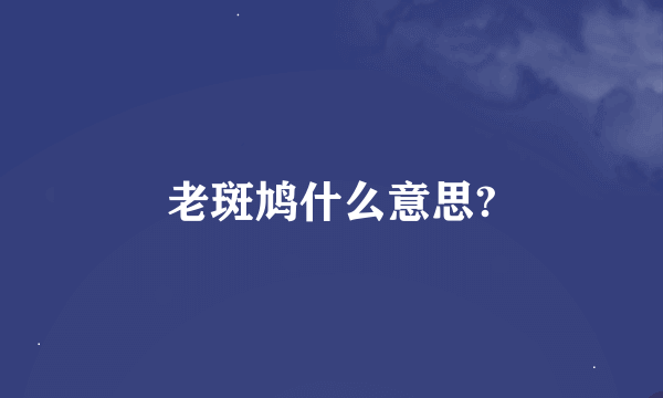 老斑鸠什么意思?