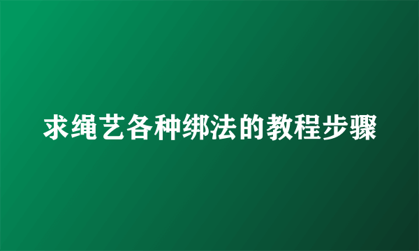 求绳艺各种绑法的教程步骤