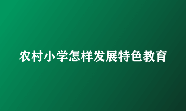 农村小学怎样发展特色教育