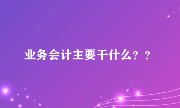 业务会计主要干什么？？