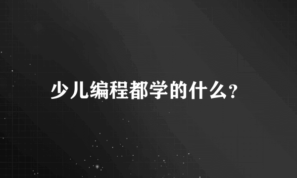 少儿编程都学的什么？