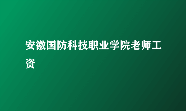 安徽国防科技职业学院老师工资