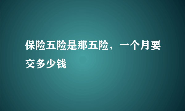 保险五险是那五险，一个月要交多少钱