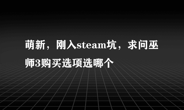 萌新，刚入steam坑，求问巫师3购买选项选哪个