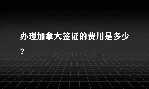 办理加拿大签证的费用是多少？