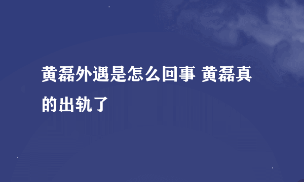 黄磊外遇是怎么回事 黄磊真的出轨了