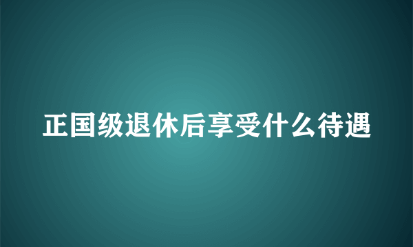 正国级退休后享受什么待遇