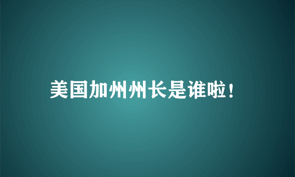 美国加州州长是谁啦！