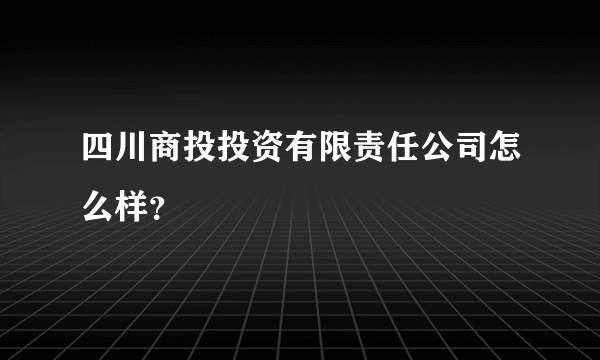 四川商投投资有限责任公司怎么样？