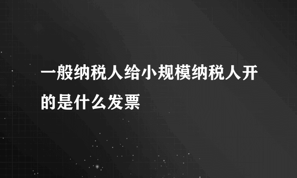 一般纳税人给小规模纳税人开的是什么发票