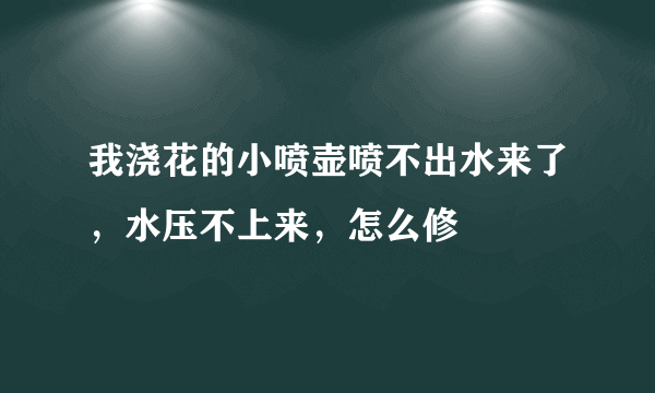 我浇花的小喷壶喷不出水来了，水压不上来，怎么修