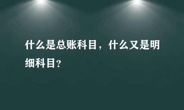 什么是总账科目，什么又是明细科目？