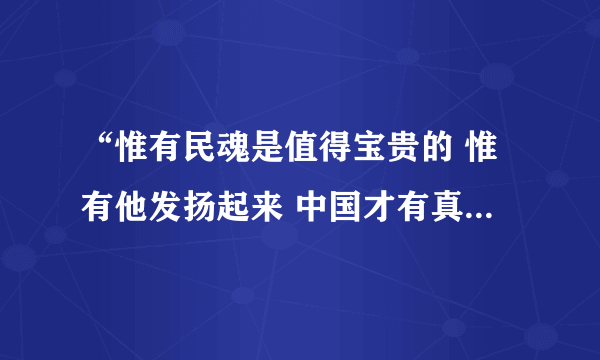 “惟有民魂是值得宝贵的 惟有他发扬起来 中国才有真进步”是什么意思？