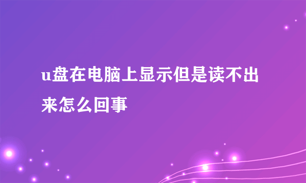 u盘在电脑上显示但是读不出来怎么回事