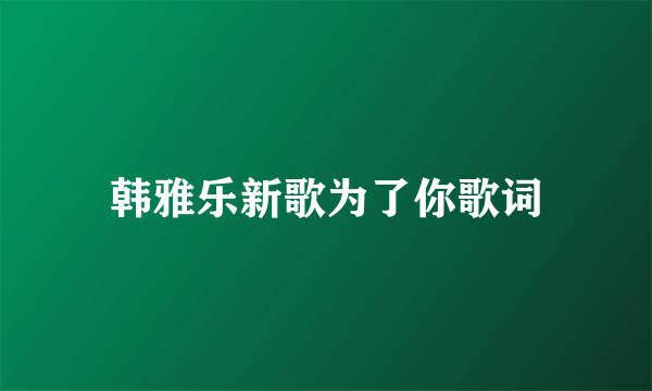 韩雅乐新歌为了你歌词