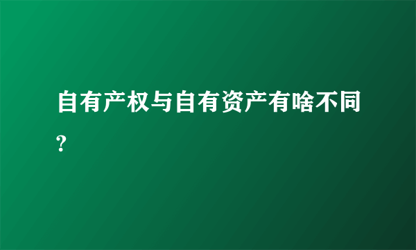 自有产权与自有资产有啥不同?