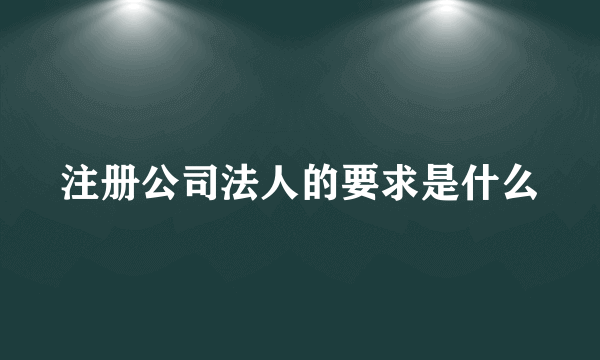 注册公司法人的要求是什么