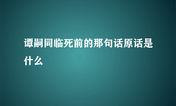 谭嗣同临死前的那句话原话是什么