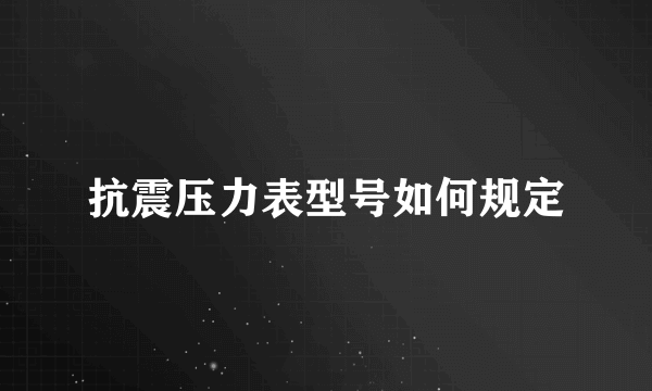 抗震压力表型号如何规定