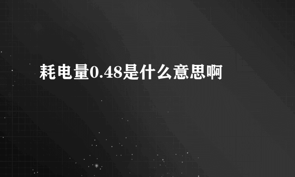 耗电量0.48是什么意思啊