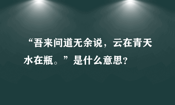 “吾来问道无余说，云在青天水在瓶。”是什么意思？