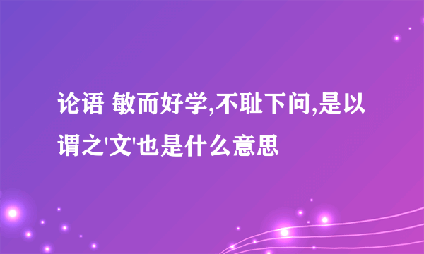 论语 敏而好学,不耻下问,是以谓之'文'也是什么意思