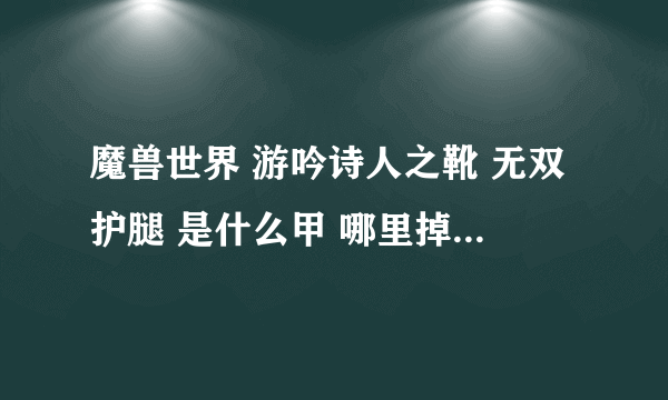 魔兽世界 游吟诗人之靴 无双护腿 是什么甲 哪里掉 100分