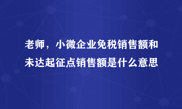 老师，小微企业免税销售额和未达起征点销售额是什么意思