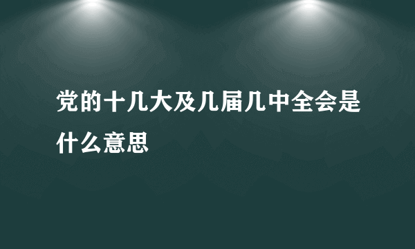 党的十几大及几届几中全会是什么意思