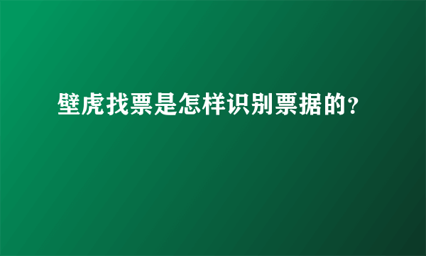 壁虎找票是怎样识别票据的？