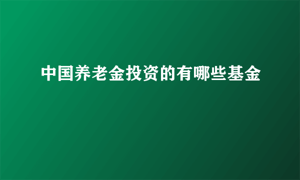 中国养老金投资的有哪些基金