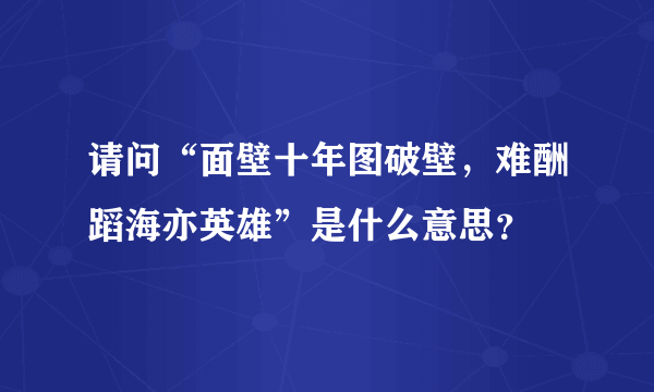 请问“面壁十年图破壁，难酬蹈海亦英雄”是什么意思？