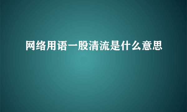 网络用语一股清流是什么意思