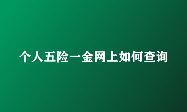 个人五险一金网上如何查询