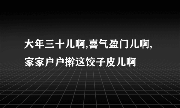 大年三十儿啊,喜气盈门儿啊,家家户户擀这饺子皮儿啊