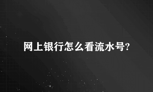 网上银行怎么看流水号?