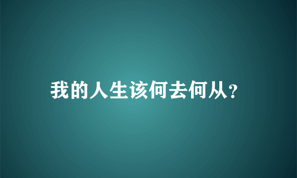 我的人生该何去何从？