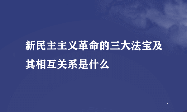 新民主主义革命的三大法宝及其相互关系是什么