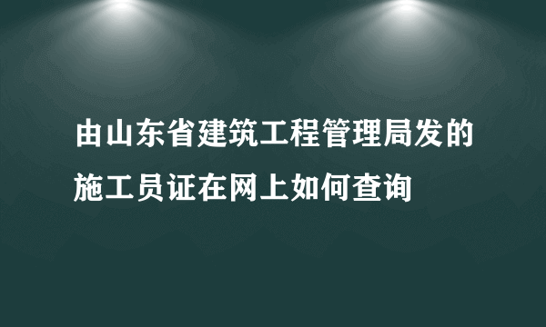 由山东省建筑工程管理局发的施工员证在网上如何查询