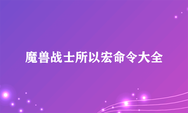 魔兽战士所以宏命令大全