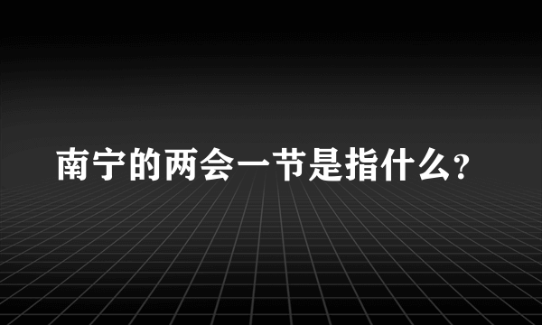 南宁的两会一节是指什么？