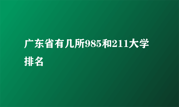 广东省有几所985和211大学排名